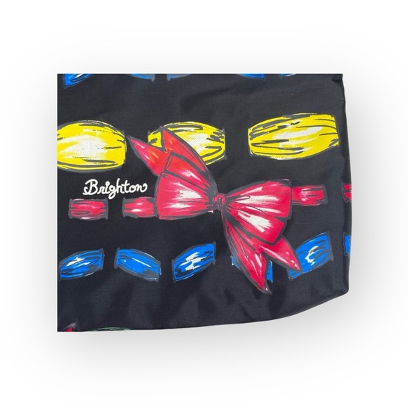 new Brighton 𖧷 Take a Beau Printed Tote with Bow 𖧷 Black Shiny Nylon 𖧷 Read - Picture 4 of 16